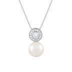 Sonata AAA+ Freshwater Pearl and Cubic Zirconia Sterling Silver Pendant