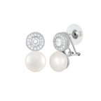 Sonata AAA+ Freshwater Pearl and Cubic Zirconia Sterling Silver Stud Earrings