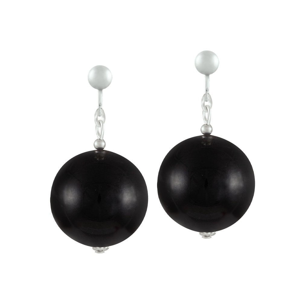 Vanity Black Mountain Jade Drop Clip On Earrings