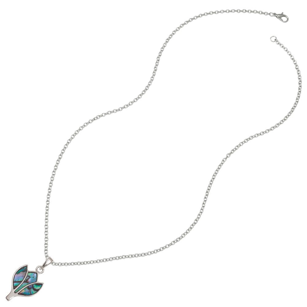 Tulip Natural Paua Shell Silver Tone Flower Pendant