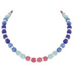 Pastiche Blue and Pink Cats Eye Beaded Silver Tone Beaded Necklace