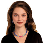 Pastiche Blue and Pink Cats Eye Beaded Silver Tone Beaded Necklace