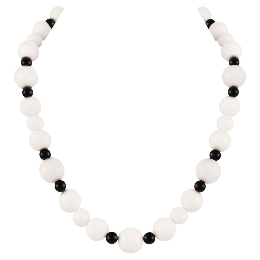 Cosmopolitan Jet Glass Pearl and Mountain Jade Beaded Statement Necklace