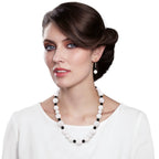 Cosmopolitan Jet Glass Pearl and Mountain Jade Beaded Statement Necklace