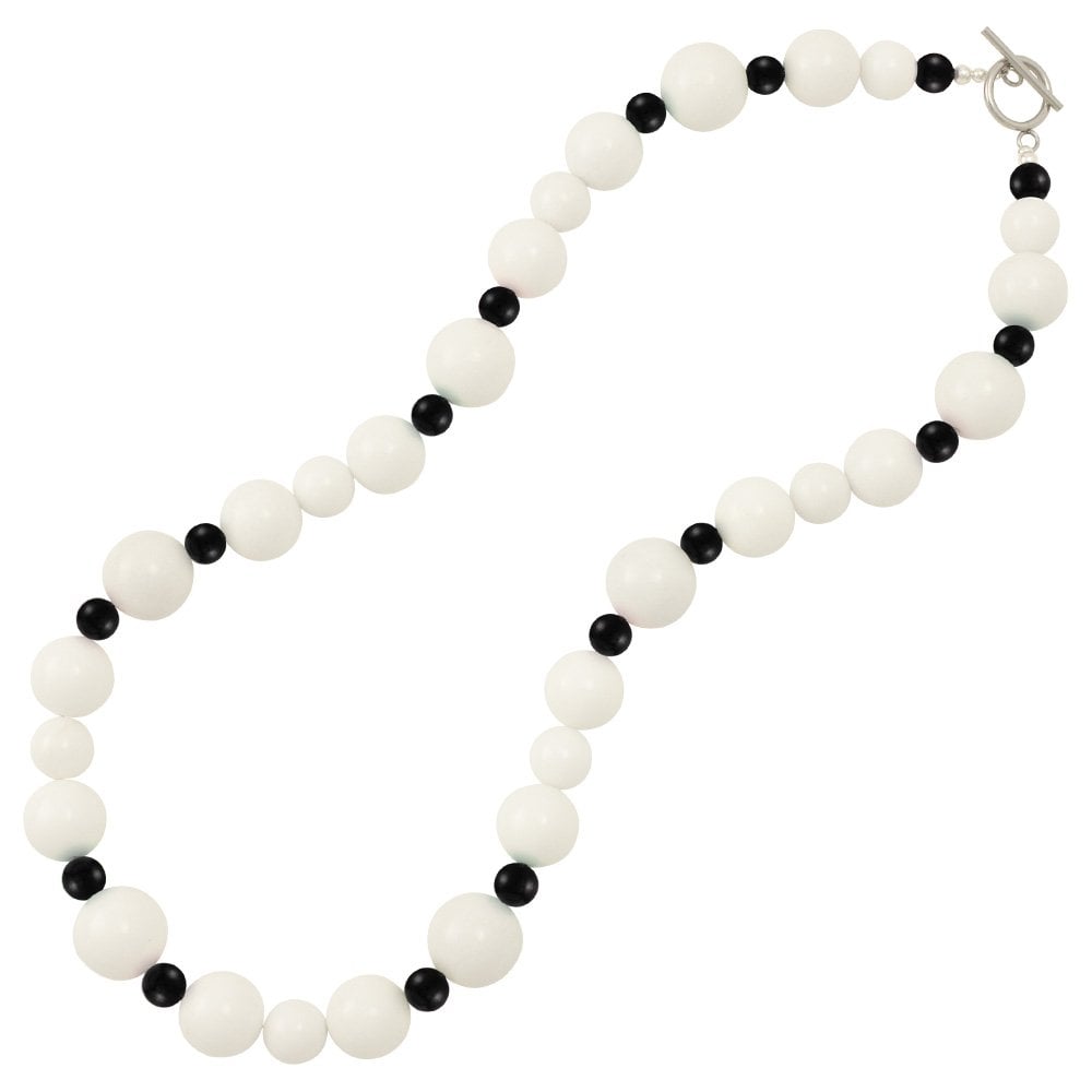 Cosmopolitan Jet Glass Pearl and Mountain Jade Beaded Statement Necklace