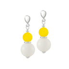 Cosmopolitan Yellow Glass Pearl and Mountain Jade Drop Clip On Earrings
