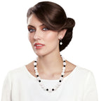 Cosmopolitan Black Glass Pearl and Mountain Jade Drop Clip On Earrings