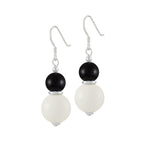 Cosmopolitan Black Glass Pearl and Mountain Jade Drop Pierced Earrings