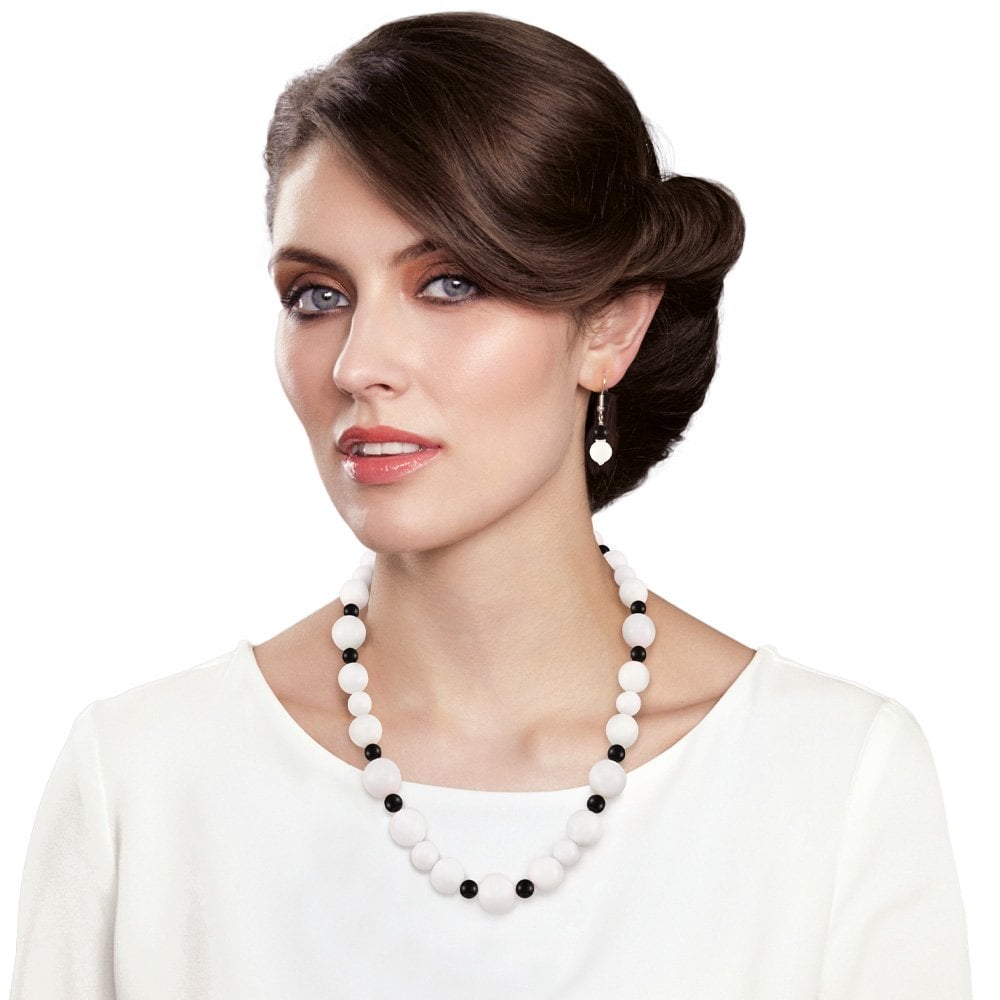 Cosmopolitan Black Glass Pearl and Mountain Jade Drop Pierced Earrings