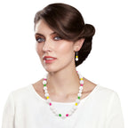 Cosmopolitan Yellow Glass Pearl and Mountain Jade Drop Pierced Earrings