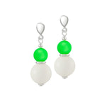 Cosmopolitan Green Glass and Mtn Jade Drop Screw Back Clip On Earrings