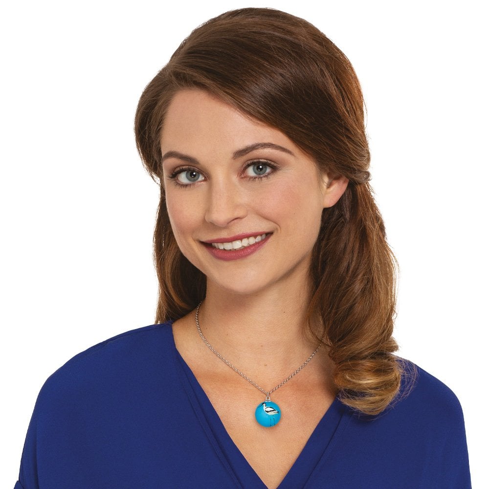 Feathered Friends Avocet Double Sided Glass Silver Tone Bird Pendant