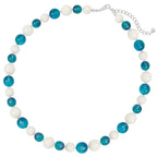 Jamboree Aquamarine and White Czech Glass Beaded Necklace