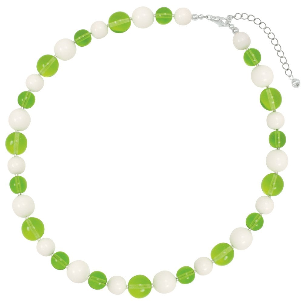 Jamboree Peridot and White Czech Glass Beaded Necklace