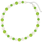 Jamboree Peridot and White Czech Glass Beaded Necklace