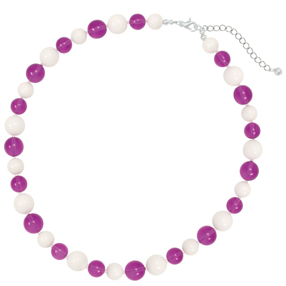 Jamboree Purple and White Czech Glass Beaded Necklace