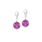 Joyous Purple Czech Glass Drop Clip On Earrings