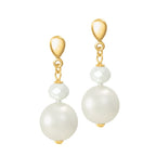 Triumphant Shell Pearl and Crystal Gold Tone Drop Clip On Earrings