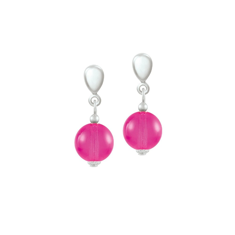Joyous Light Pink Czech Glass Drop Clip On Earrings