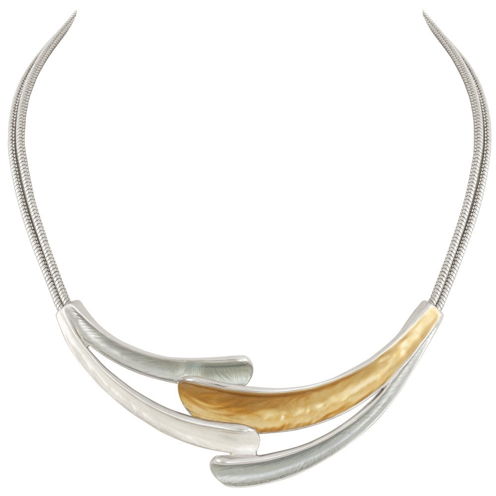 Unity Two Tone Gold Enamel Statement Silver Tone Necklace