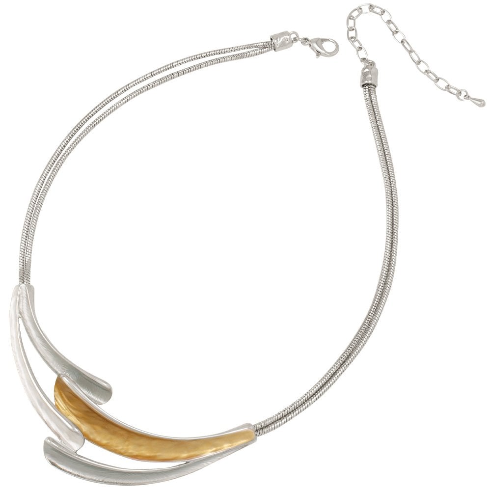 Unity Two Tone Gold Enamel Statement Silver Tone Necklace