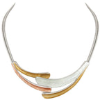 Unity Three Tone Gold Enamel Statement Silver Tone Necklace
