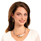 Unity Three Tone Gold Enamel Statement Silver Tone Necklace