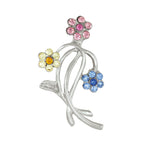 Bloom Multi Coloured Crystal Silver Tone Flower Brooch