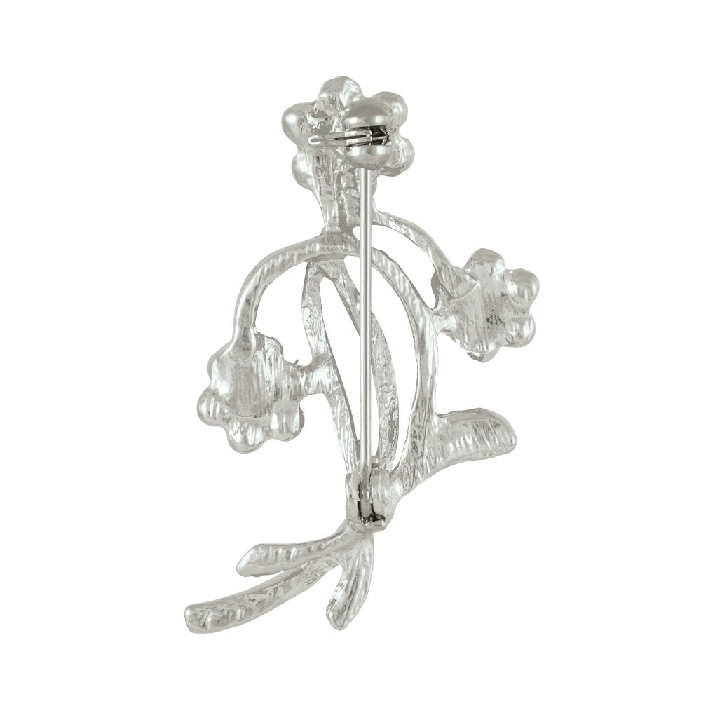 Bloom Multi Coloured Crystal Silver Tone Flower Brooch