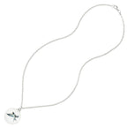 Feathered Friends Swallow Double Sided Glass Silver Tone Bird Pendant