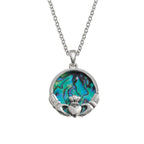 Claddagh Paua Shell Silver Tone Pendant