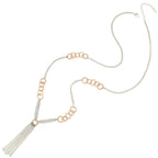 Astound Two Tone Long Statement Tassel Necklace