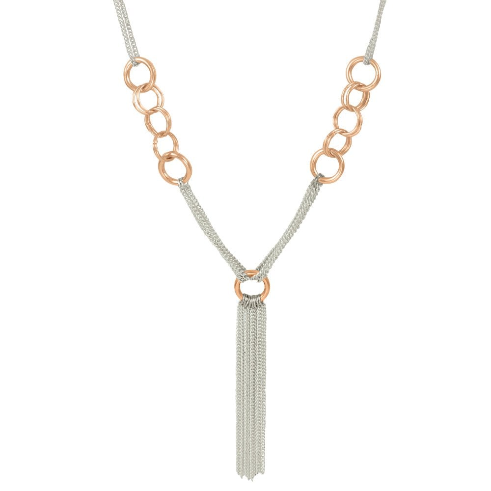 Astound Two Tone Long Statement Tassel Necklace
