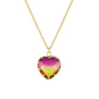 Tenderness Pink and Yellow Two Tone Crystal Heart Pendant