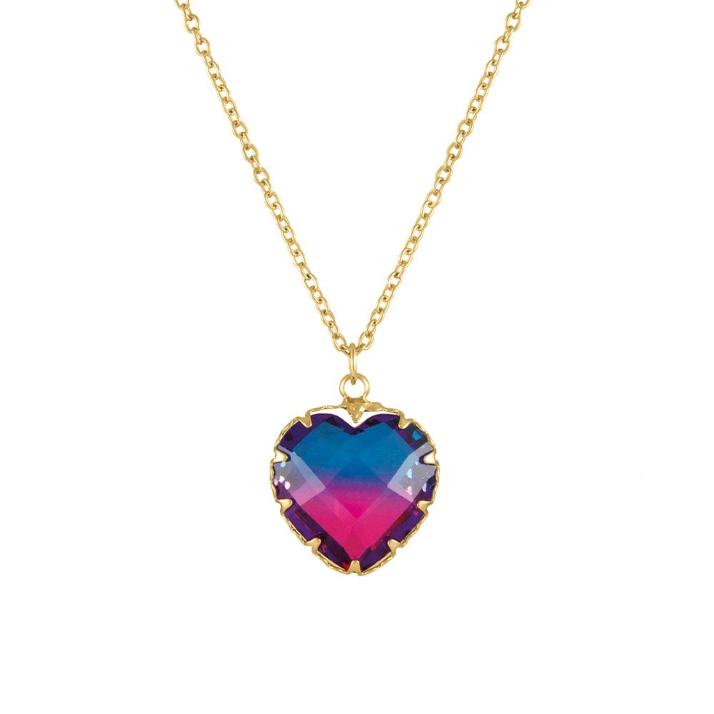 Tenderness Blue and Pink Two Tone Crystal Heart Pendant