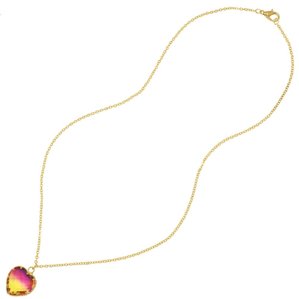 Tenderness Pink and Yellow Two Tone Crystal Heart Pendant