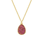 Desirable Pink Druzy Effect Gold Tone Pendant