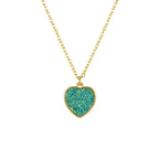 True Love Teal Druzy Effect Gold Tone Heart Pendant