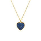 True Love Violet Blue Druzy Effect Gold Tone Heart Pendant