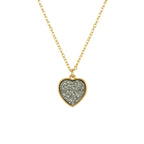 True Love Grey Druzy Effect Gold Tone Heart Pendant