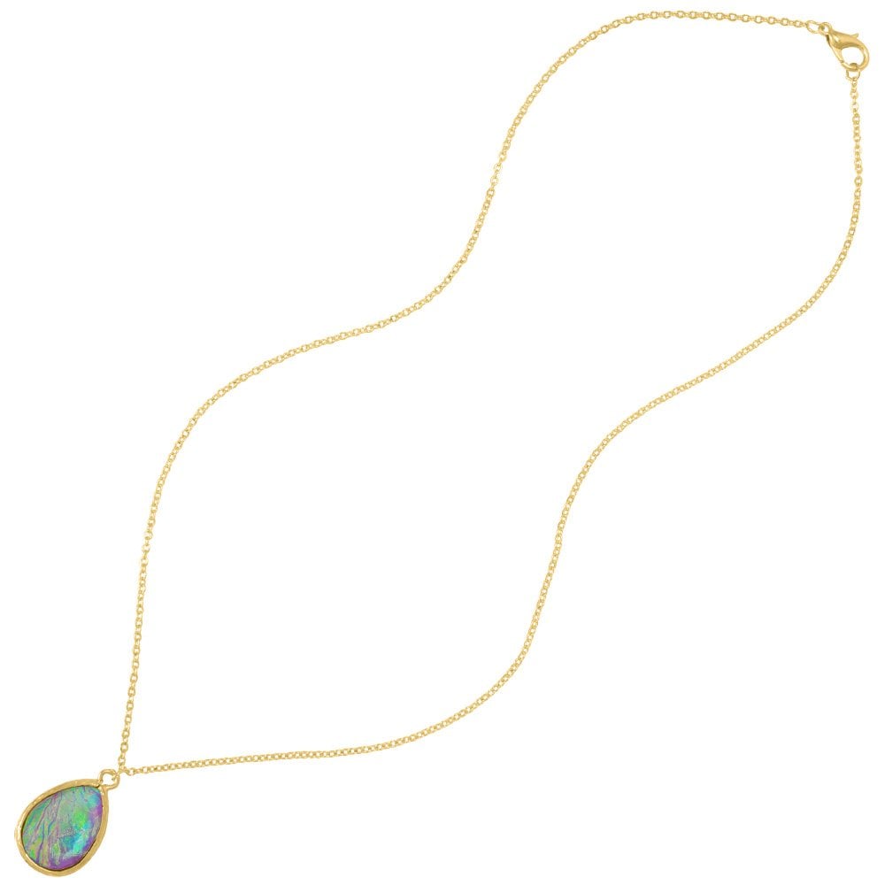 Serendipity Purple Opalescent Teardrop Gold Tone Pendant