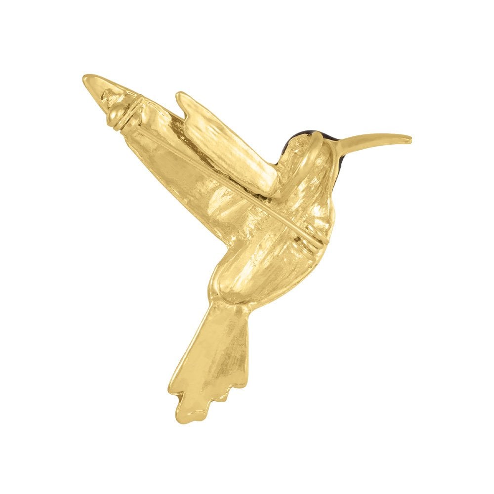 Flight Multi Enamel and Crystal Hummingbird Gold Tone Brooch