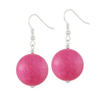Vanity Dark Pink Mountain Jade Drop Pierced Earrings