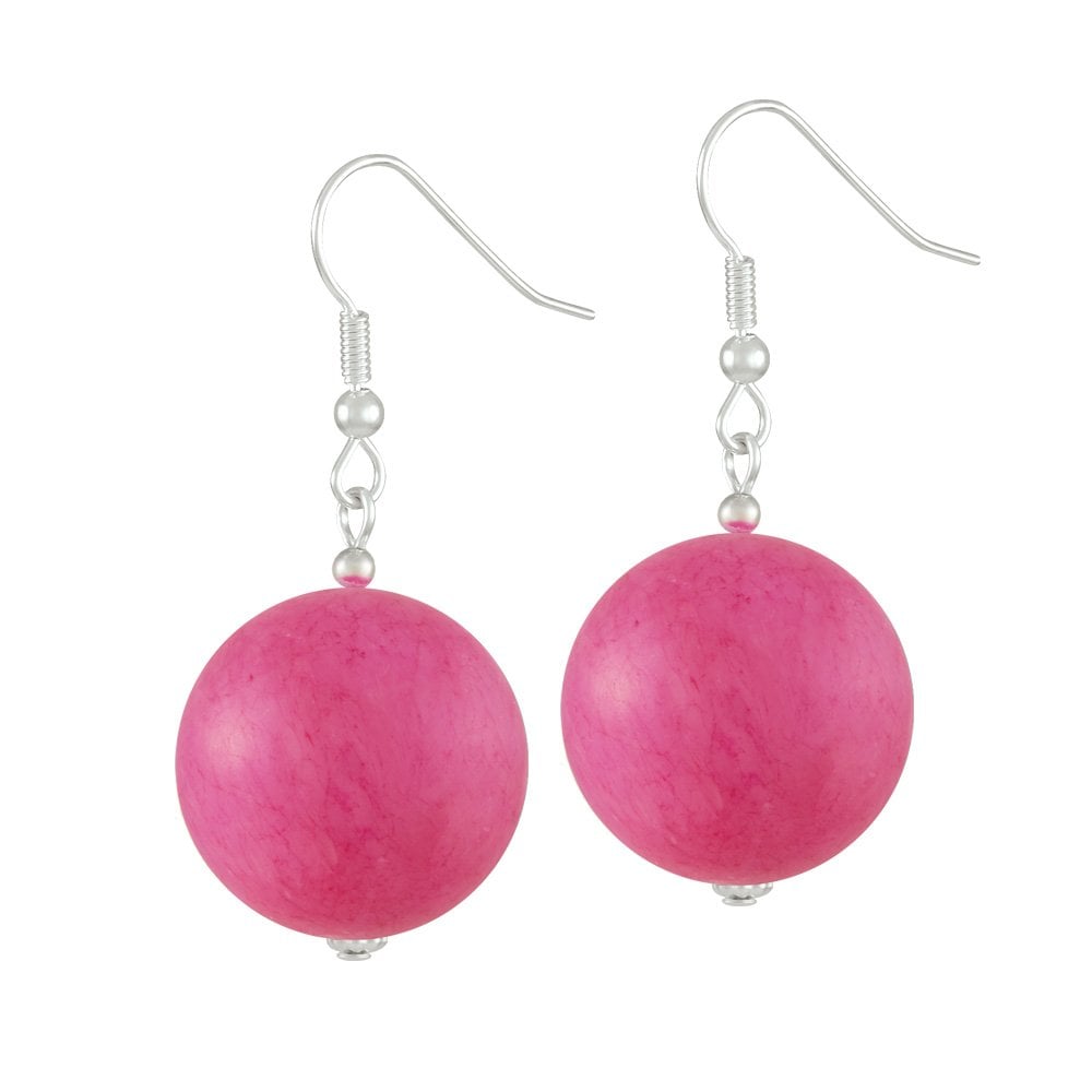 Vanity Dark Pink Mountain Jade Drop Pierced Earrings