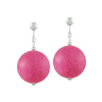 Vanity Dark Pink Mountain Jade Drop Screw Back Clip On Earrings