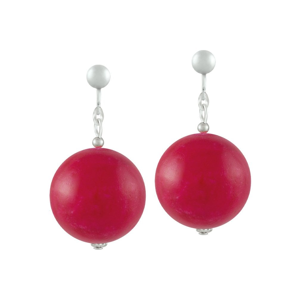 Vanity Red Mountain Jade Drop Screw Back Clip On Earrings