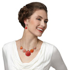 Coastal Shades of Coral Silvered Resin and Steel Statement Seashell Necklace
