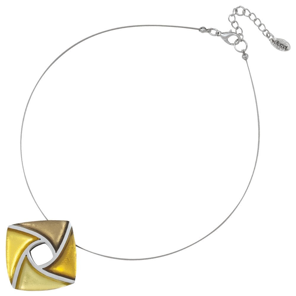 Kite Shades of Gold Silvered Resin and Steel Pendant Necklace