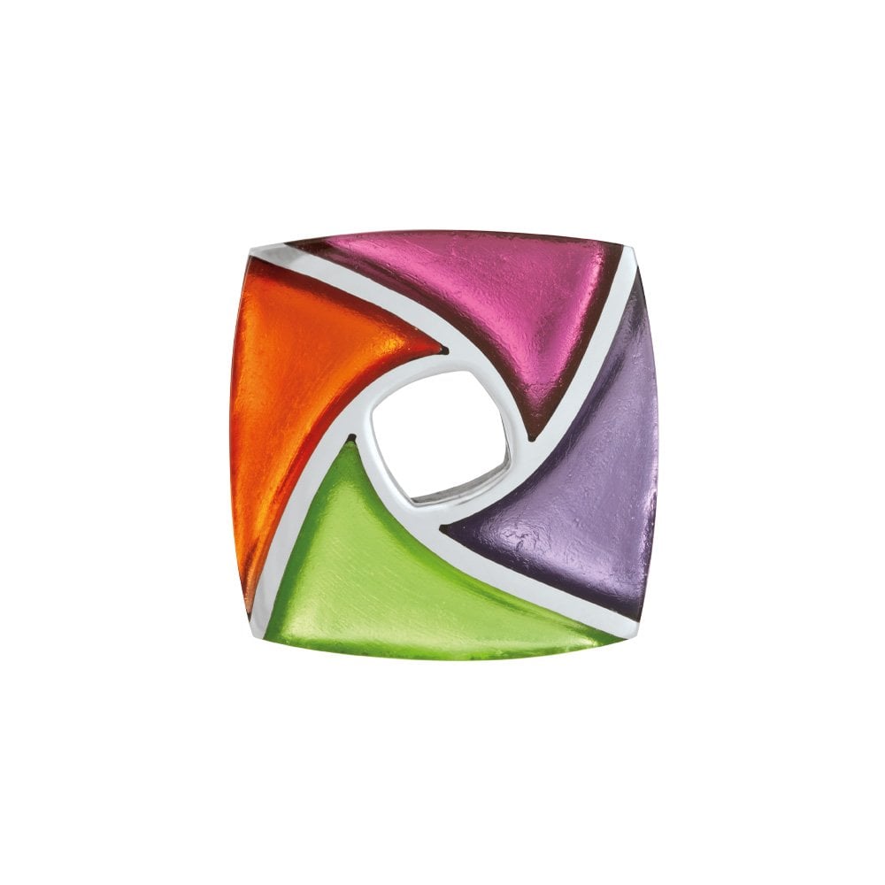 Kite Orange Pink Lilac and Green Silvered Resin Brooch