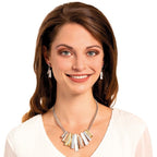 Contempo Three Tone Gold and Crystal Statement Necklace